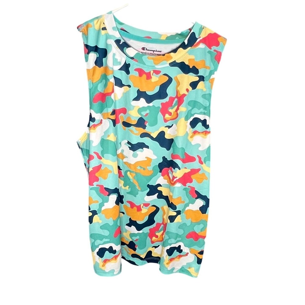 Champion Athleticwear Womens Tank Top Multicolor Camo Print Sleeveless Size M